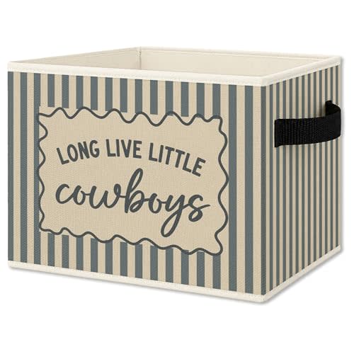 Western Cowboy Nursery Foldable Storage Bins Box with Handles, Long Live Little Cowboys Playroom Collapsible Organizer Basket for Kids Boy Nursery Room Bedroom Bathroom Clothes Toys Books
