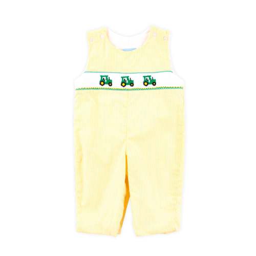 Tractor Smocked Yellow Gingham Longall