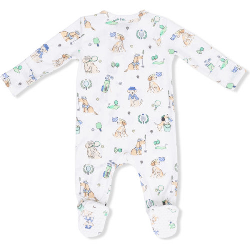 2 Way Zipper Footie, Country Club Dogs Neutral - Angel Dear | Maisonette