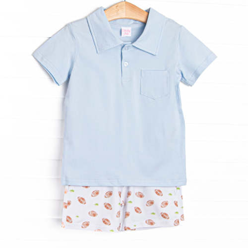 Touchdown Time Polo Short Set, Blue – Stitchy Fish