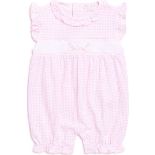 Embroidered Pima Cotton Bubble Romper, 9-12M