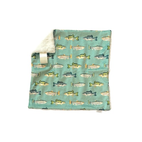 Personalized Minky Lovey Blanket with Rainbow Trout & Bass Fish Design - Sweet Nursery Decor!
