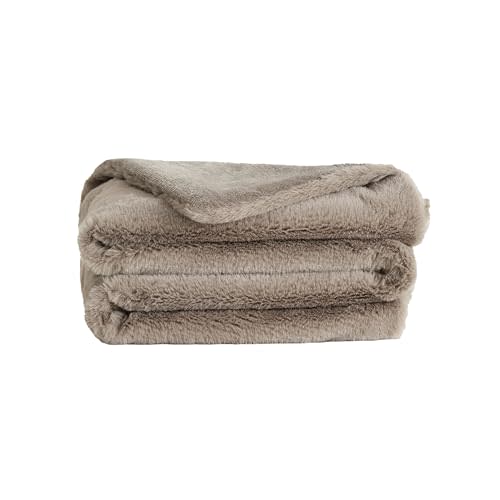 UnHide Lil’ Marsh - Faux Fur Blanket - Durable, Lightweight, Extra Soft Blanket - Machine Washable - Add a Layer of Softness to Any Bed, Couch, or Reading Chair - Taupe Ducky, X-Small (34” x 44”)