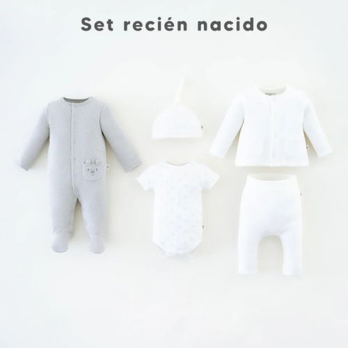 Conjunto Pijama enteriza + Pantalón + Saco + Body manga corta + Gorro para bebé niño de Algodón Baby Fresh