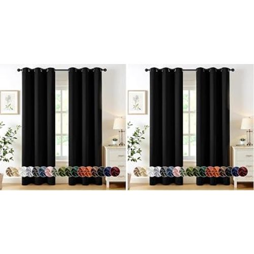 MIULEE Blackout Curtains for Bedroom Living Room 2 Panels, Thermal Insulated Room Darkening Drapes Grommet Noise Reducing Light Blocking Window Treatments 84 Inches Long 40x84 Inch Black (Pack of 2)