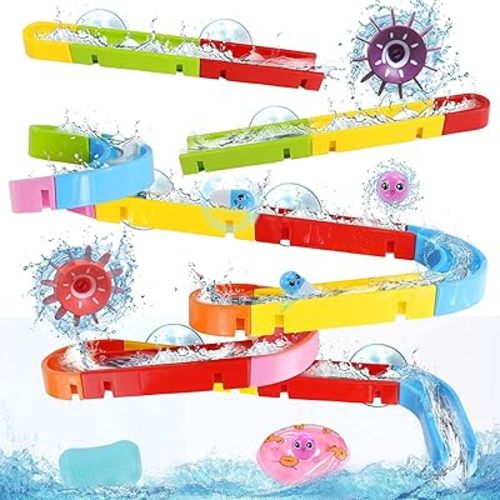 Bath Toys for Kids Ages 4-8 3-5 Toddler Bath Toys 38 PCS Fun Bathtub Shower Toys DIY Marble Run Slippery Slide Christmas Birthday Gift for 2 3 4 5 6 7 8 Year Old Boys Girls