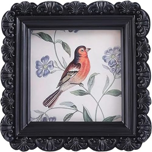 Vintage Picture Frames 3x3 Square Black Antique Picture Frames with Glass Front Handcrafted Rustic Home Decor for Wall Mount and Tabletop Gallery Wall Art