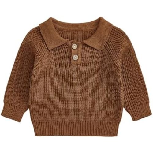 Newborn Baby Boy Knit Sweater Winter Outfit Long Sleeve Turn Down Collar Button Front Top Sweatshirt Infant Fall Clothes