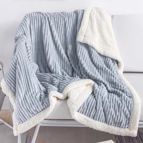 DISSA Sherpa Fleece Blanket Fuzzy Soft Throw Blanket Warm Cozy Blankets for Couch Sofa Bed(Pure Grey, 60"x80")