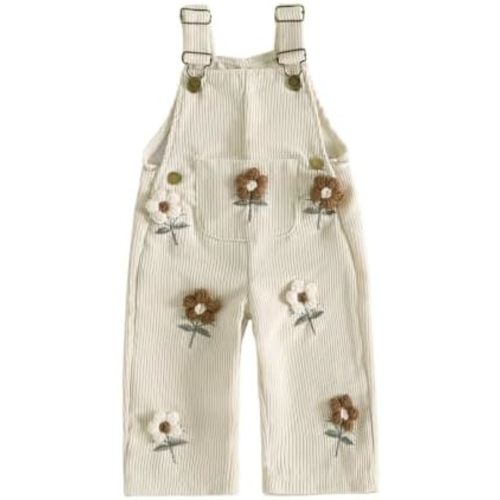 Toddler Kids Baby Girl Flower Corduroy Overalls Pants Clothes