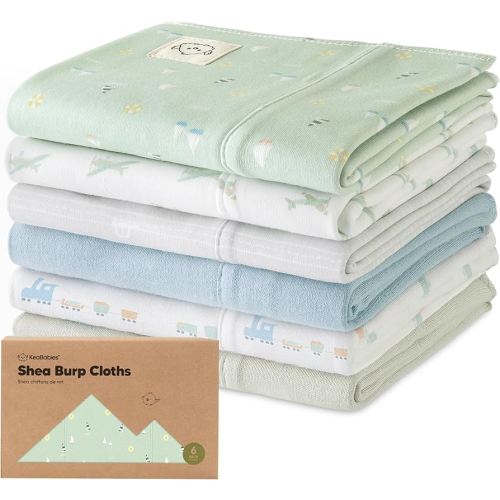 Organic Burp Cloths Baby Boy, Girl - 6-Pack Large 100% Cotton Burping Cloths for Babies, Spit Up Rags, Super Absorbent, Ultra Soft Newborn Rag, Gender Neutral, Machine Washable, Durable (Vessels)