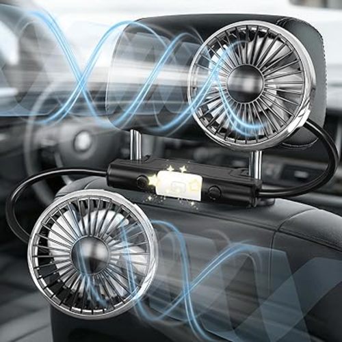 Dual Car Backseat Fan for Backseat for Kids, Car Headrest Backseat Fan for Baby Rear Facing Back Seat (No Battery)