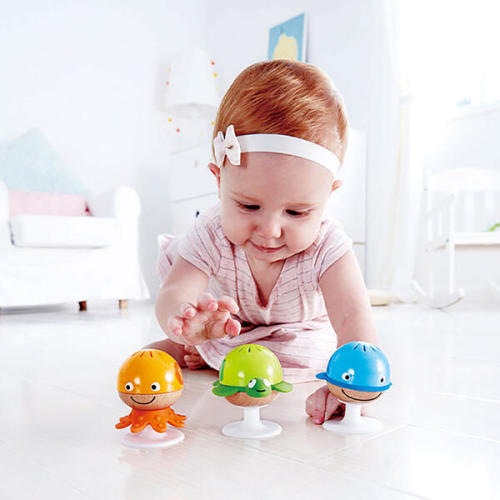 : Stay-Put Sea Animal Suction Cup Rattle Set, 3 Pieces - Hape | Maisonette