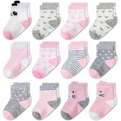 Mother's Choice Organic Cotton Baby Socks 0–6 Months, 12 Pairs Newborn & Infant Socks Soft Hypoallergenic Breathable Gentle On Delicate Skin Stretch Fit Comfortable Daily Essentials For Little Ones