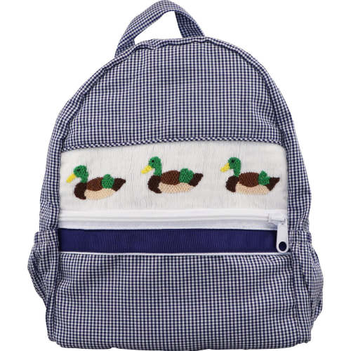 Navy Gingham Smocked Mallard Backpack – Cecil & Lou