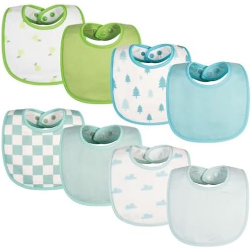 Tiny Twinkle Baby Feeding Bibs 8 Pack - Waterproof and Absorbent Infant Drool and Feeding Baby Bibs