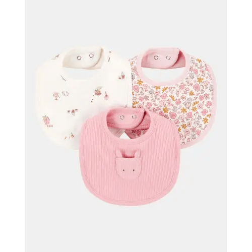 Baby 3-Pack Floral Bibs - Pink/Ivory | Carter's