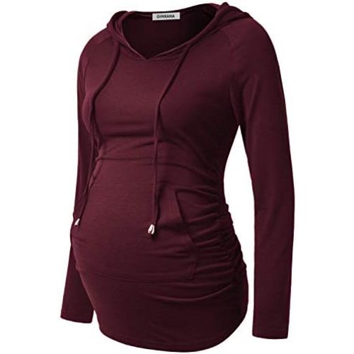 GINKANA Maternity Hoodie Long Sleeves Shirts Casual Maternity Top Pregnancy Sweatshirt Casual Clothes