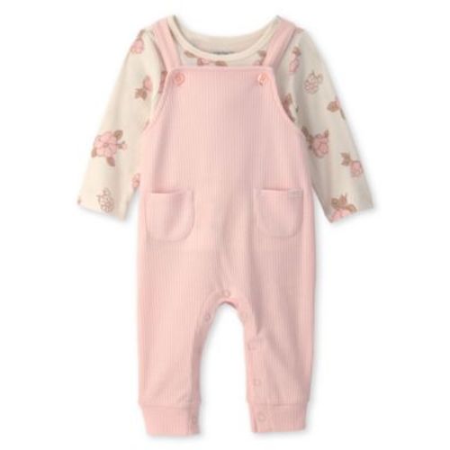 Baby Girl's Floral Bodysuit and Overall 2-Piece Set