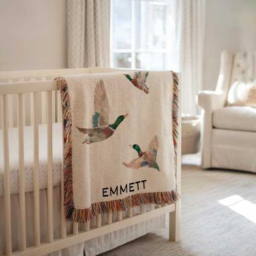 Personalized Mallard Duck Baby Blanket Mallard Duck Nursery Decor Baby Shower Gift Mallard Duck Baby Name Blanket Mallard Duck Nursery Gift