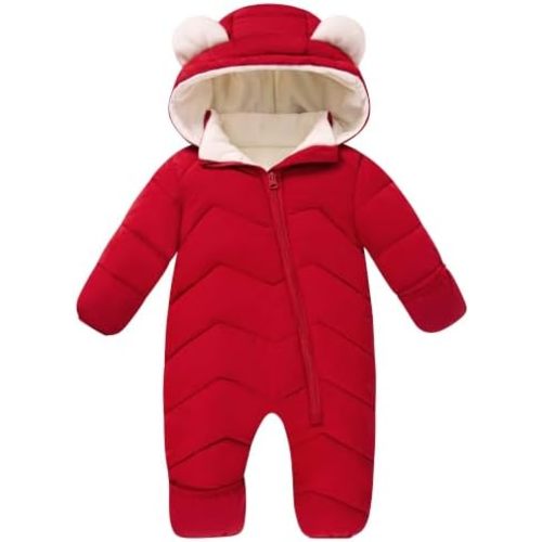 Funnycokid Baby Snowsuit Infant Winter Coat Newborn Snow Suit 0-24 Months