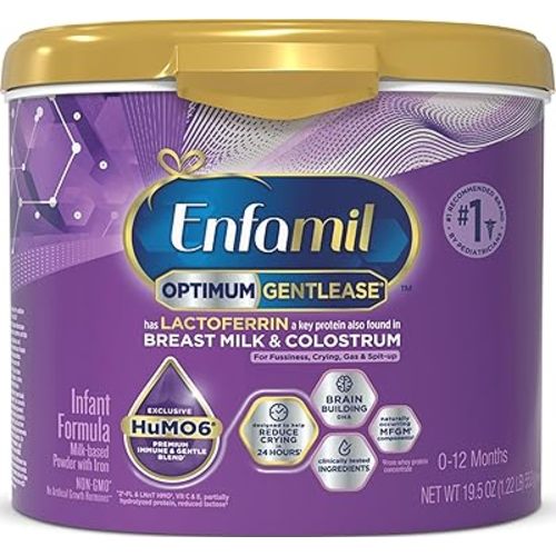 Enfamil Optimum Gentlease Baby Formula, Our Closest Formula to Breast Milk For Fussiness, Crying, Gas & Spit-up, Immune-Supporting Lactoferrin also found in Breast Milk, 19.5 Oz