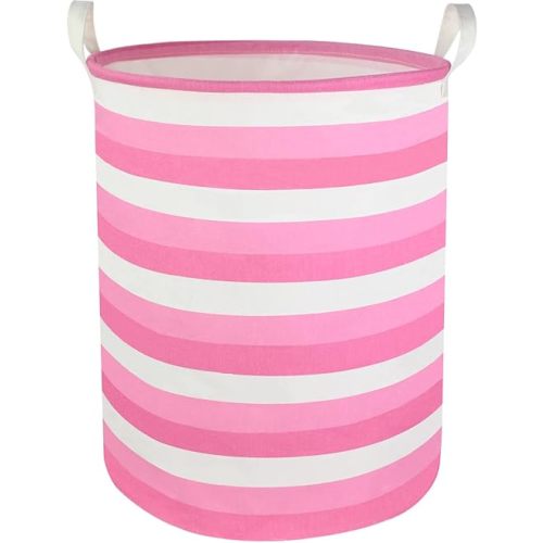 CLOCOR Pink Laundry Basket,Baby Girl Clothes Hamper for Nursery,Collapsible Toy Storage Bin with Handles, Room Decor,Waterproof Storage Basket(Pink Hamper)