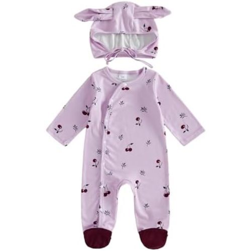 Seyurigaoka Newborn Baby Girl Footies Romper Strawberry Zipper Jumpsuit