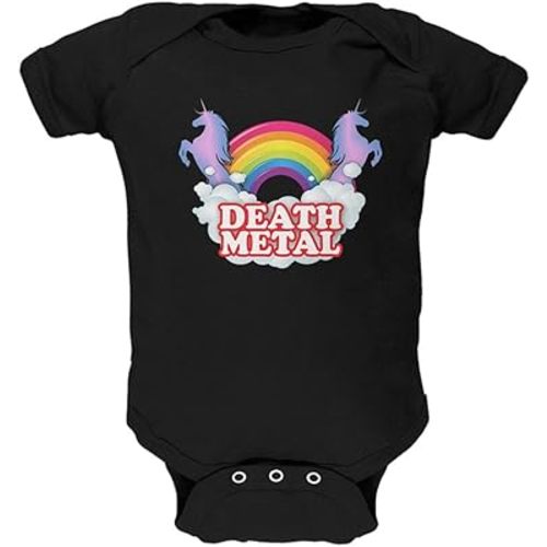 Death Metal Rainbow Unicorns Soft Baby One Piece Black 3-6 M