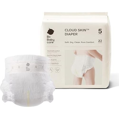 Bc Babycare Cloud Skin Baby Diapers, Size 5 (27+ lbs), 22 Count – Ultra Soft & Dry, Leak-Proof Overnight Comfort, Hypoallergenic, Totally Chlorine-Free