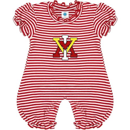 Creative Knitwear College Baby Striped Puff Sleeve Romper