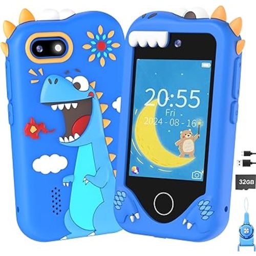 Kids Smart Phone for Girls Gifts - Toddler Christmas Birthday Gift for Age 3 4 5 6 Year Old, Kids Cell Phone Toy with Touchscreen, Dual Cameras, Learning, Kid Mp3 Player, Games with 32 GB Card