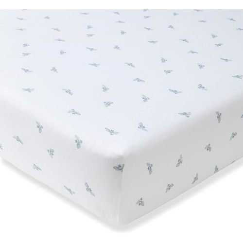 Burt's Bees Baby Essential Organic Cotton Fitted Crib Sheet, Breathable for Boy Girl Standard Crib & Toddler Mattresses
