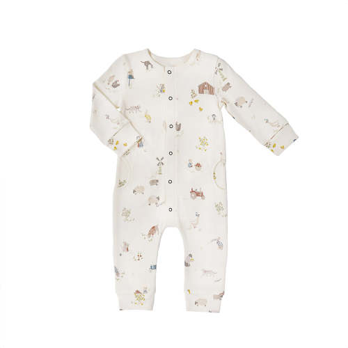 Placket Romper - On the Farm 6-12 mo