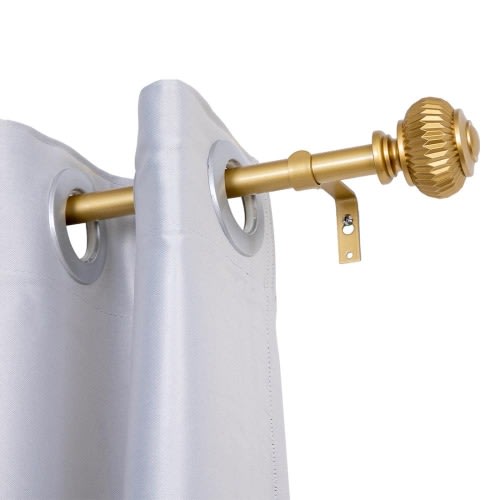 Utopia Alley 48-in to 86-in Gold Iron Single Curtain Rod with Finials