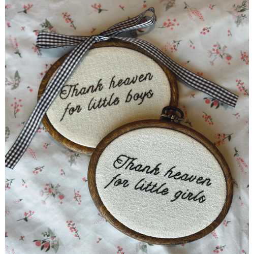 Hand Embroidered Hoop, Brown Gingham