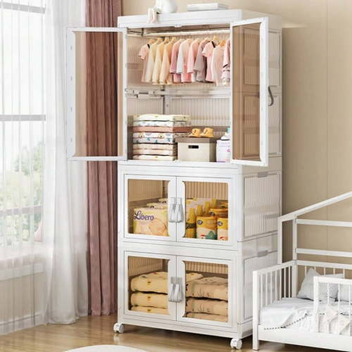 65CM Width 2/3Pack Storage;Wardrobe With Door Baby Wardrobe Storage Cabinet With Hanging Rod Children'S Wardrobe Clothing Storage Cabinetbedroom,Organizer,Organiser,Home Storage