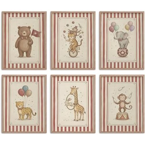 SYHSDZSW Vintage Circus Wall Art Red Striped Wall Decor