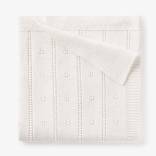 Cream Pointelle Knit Baby Blanket