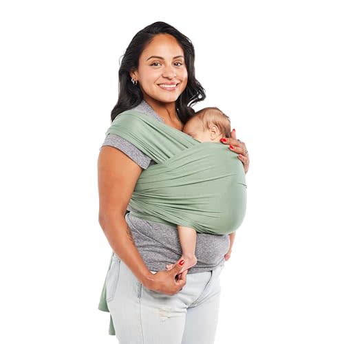 Baby Tula Stretchy Tencel™ Baby Wrap Carrier – Soft Newborn & Infant Wrap Sling, Ergonomic Hands-Free Baby Carrier, Breathable & Adjustable, Eco-Friendly for 8–25 lbs - Sage