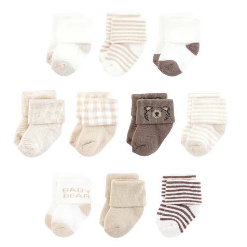 Touched by Nature Infant Boy Organic Cotton Socks, Brown Bear, 6-12 Months