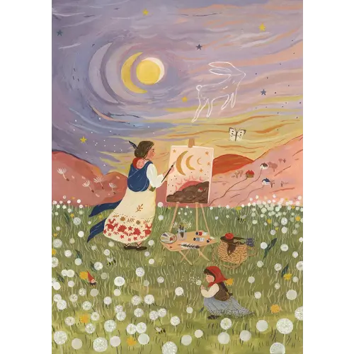 Sunset in Dandelion Field - Print 19.5 X 27.5 cm — tijanadraws