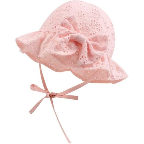JANGANNSA Bow Baby Girls Summer Hat Flower Toddler Girls Sun Hat Cotton Breathable Infant Hat