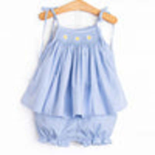 Darling Daisies Smocked Bloomer Set, Blue – Stitchy Fish