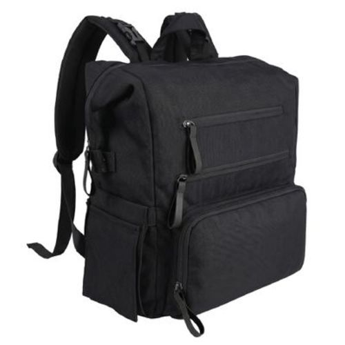 Ruvalino Diaper Bag Backpack, Boxy 14 in Waterproof Baby Travel Bag with Insulated Bottle Pockets and Changing Pad - Black