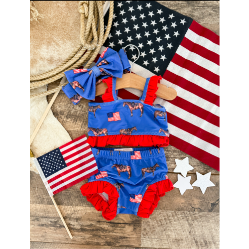 American Cowgirl Red Ruffle: Two-Piece Swimsuit – theFRINGEDpineapple