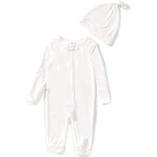 Starting Out Baby Boys Long Sleeve Star Print Footless Coverall & Knot Hat Set