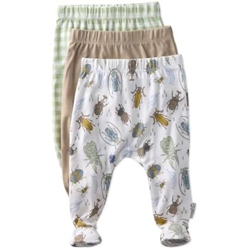 Unisex-Baby Fallon 3-Pack Footed Pants 100% Organic Cotton Bottoms for Baby Boys & Girls