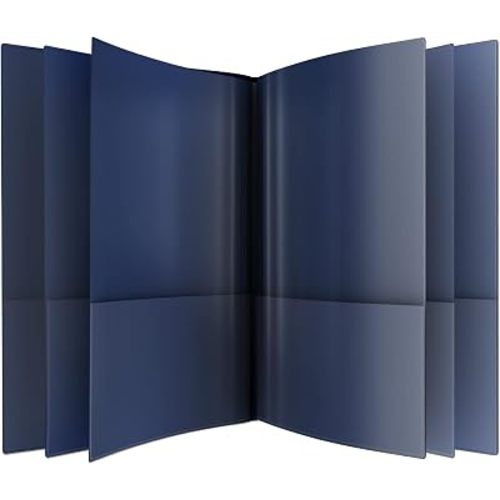 Nicky's® Multi Pocket Organizer, 10 or 14 Page Folder, Waterproof, Patented Tear-Resistant, Flexible Plastic, Proudly Made in USA, Binder Substitute. (10-in-1 Navy Blue)