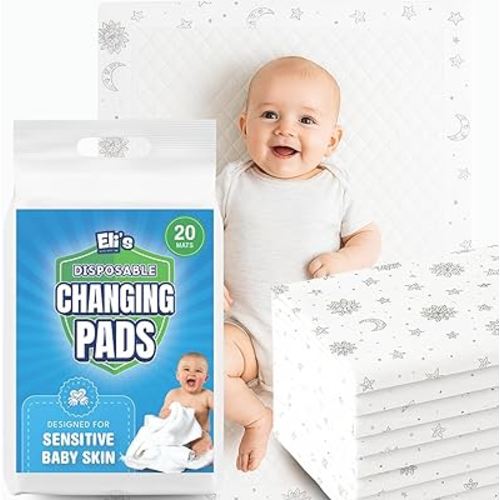 Eli with Love Disposable Baby Changing Pads - Soft, Waterproof & Leakproof Liners Absorbent Underpads - Large Travel Size Diaper Changing Mat for Home, Car, Diaper Bag - (20 Pack, Boho)